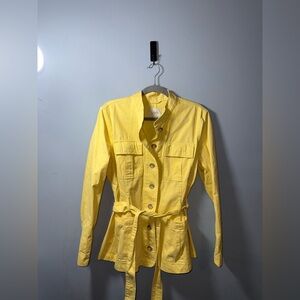 LOFT butter yellow women’s belted utility style jacket Size Large EUC spring